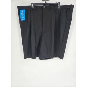 Haggar Black Pleated Shorts Cool 18 Pro Expandable Waistband Men's 46 New NWT
